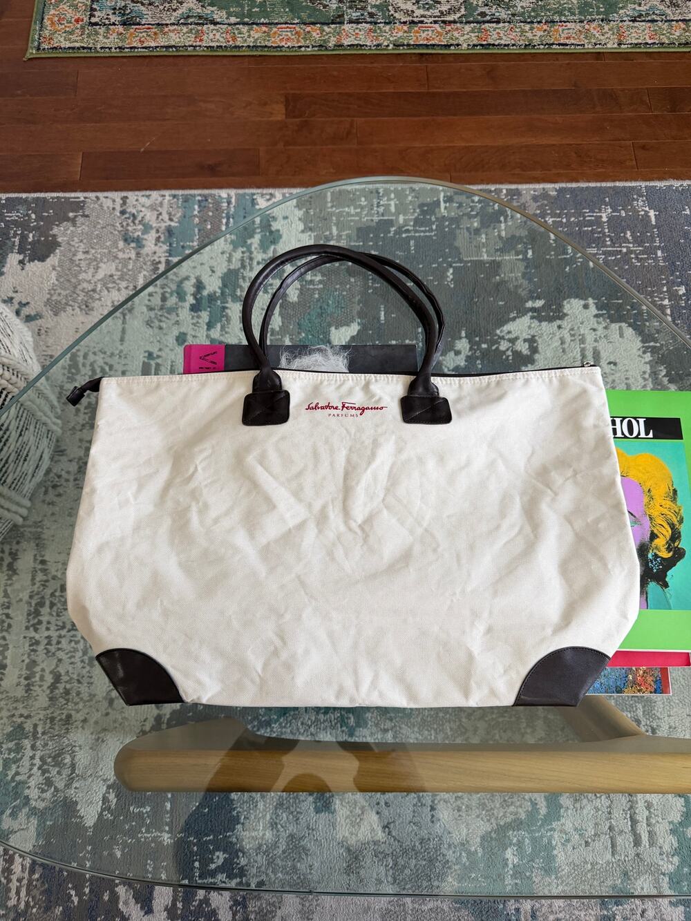 Salvatore Ferragamo Parfums Leather Accent Promo Tote Bag